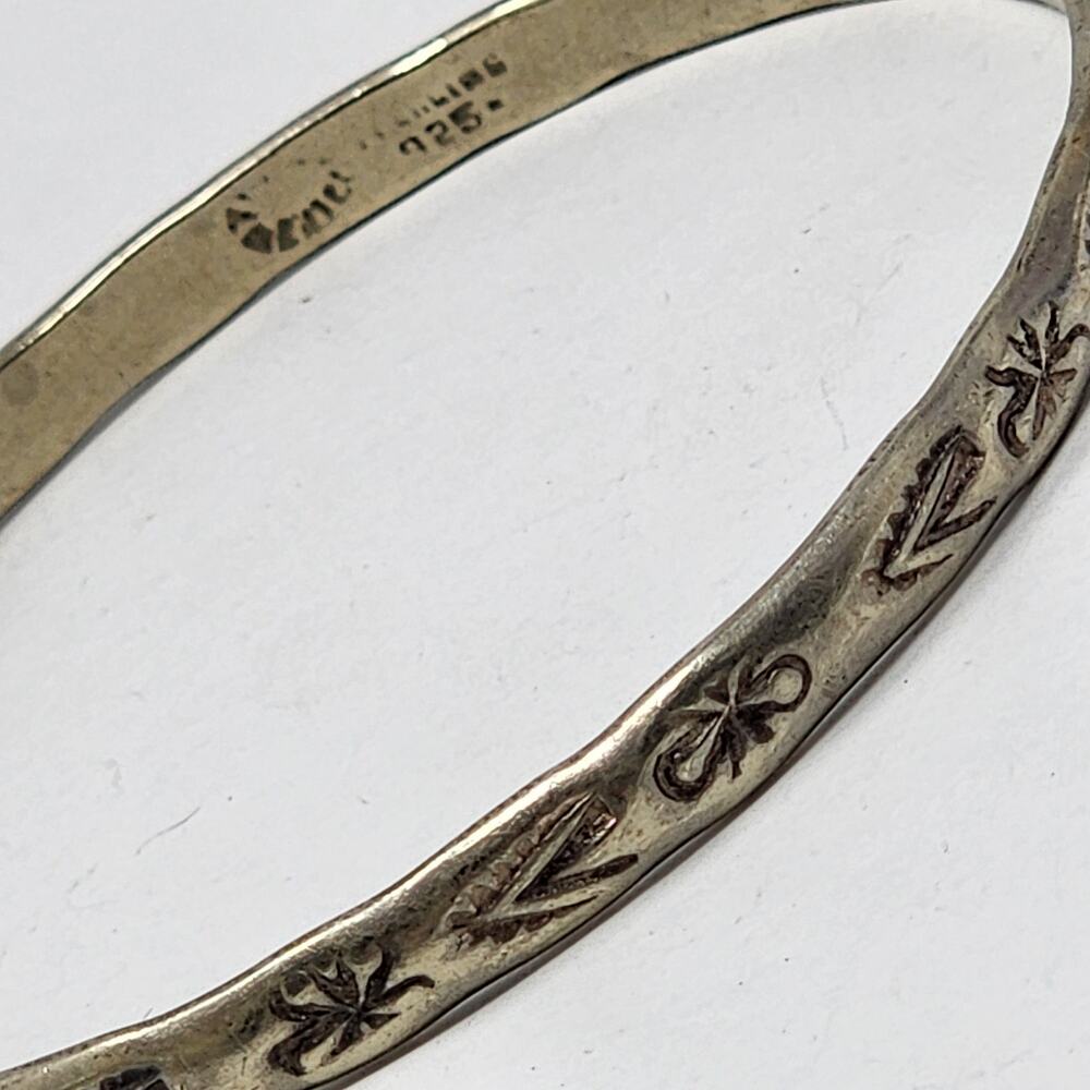 Sterling Silver 925 Vintage Antique Native American Engraved Bangle Bracelet - Picture 7 of 9